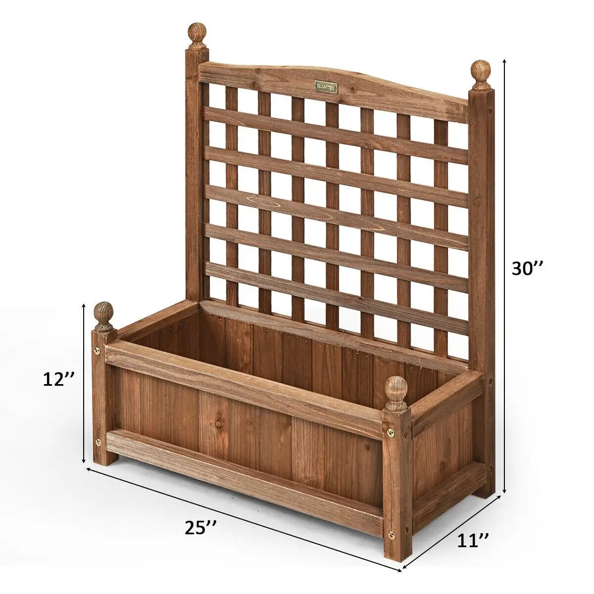 Wood Planter Box with Trellis Weather-resistant Outdoor by DirectDeals