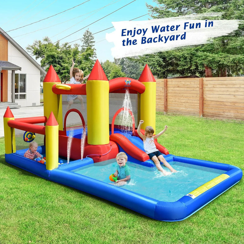 Inflatable Water Slide Castle Kids Bounce House with 480W Blower by DirectDeals