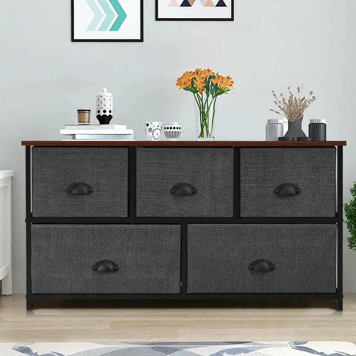 Wood Dresser Storage Unit Side Table Display Organizer by DirectDeals