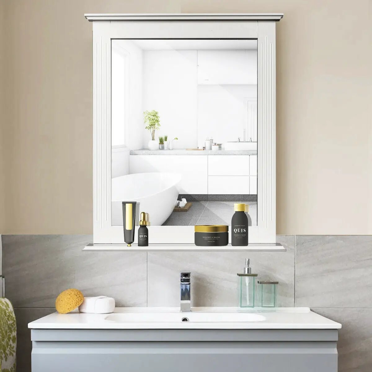 Wall-Mounted Multipurpose Vanity Mirror with Shelf by DirectDeals