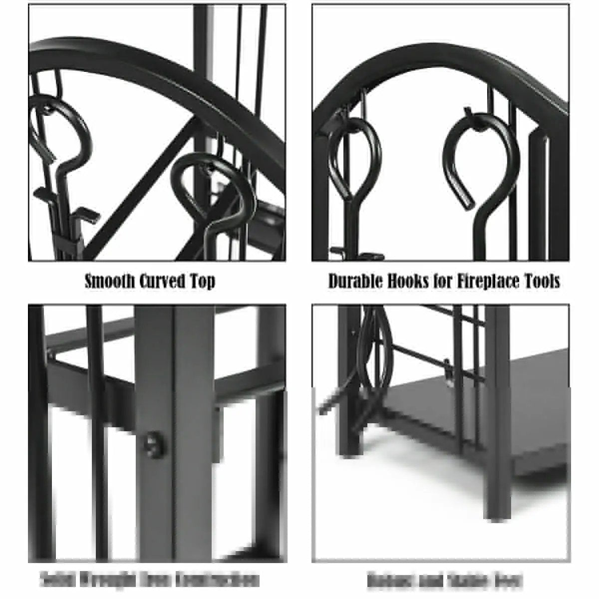 Fireplace Log Rack with 4 Tools Set Fireside Firewood Holder by DirectDeals