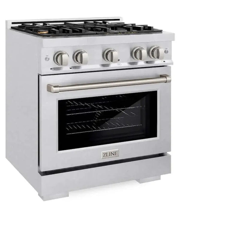 ZLINE 30" Select Gas Range Convection Gas Oven DuraSnow® Stainless Steel Brass Burners HGRS-BR-30 by Farmhouse Kitchen and Bath
