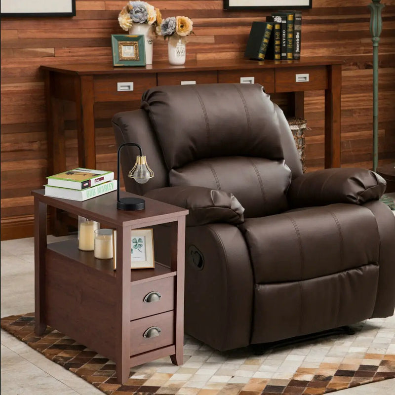End Table Wooden with 2 Drawers and Shelf Bedside Table by DirectDeals