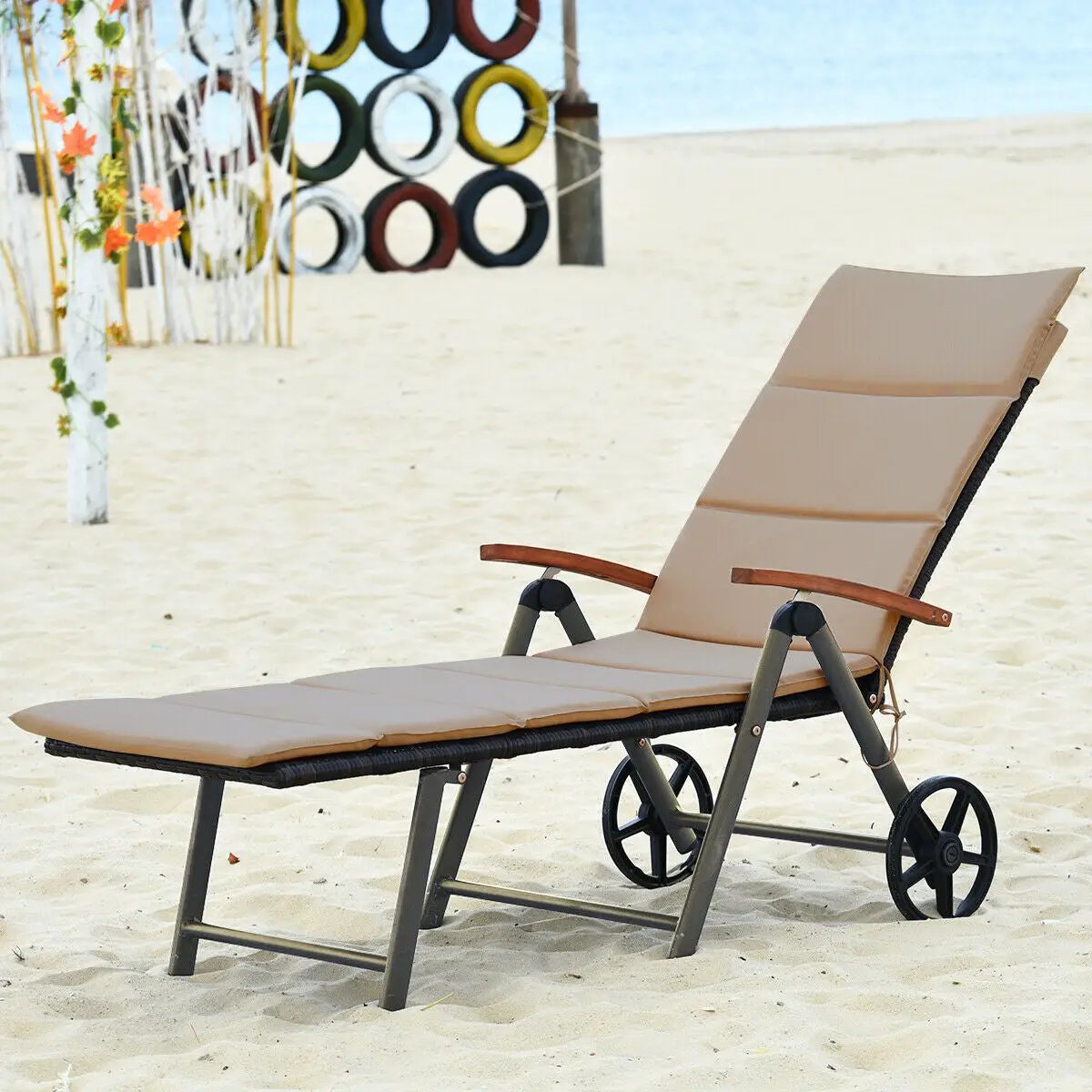 Outdoor Chaise Lounge Chair Rattan Lounger Recliner Chair by DirectDeals