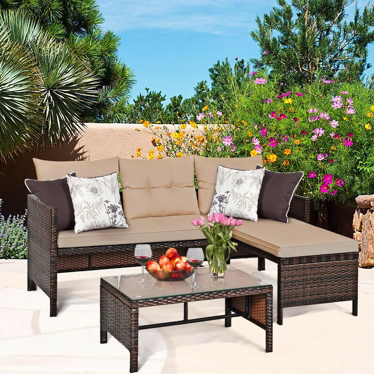 9 FT Solar LED Patio Umbrella Push-Button Tilt and Crank 24 LED Lights and 8 Ribs by DirectDeals