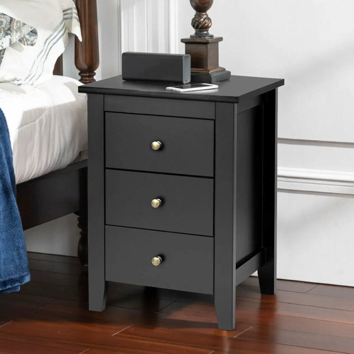 Nightstand End Beside Table Drawers Modern Storage Bedroom Furniture by DirectDeals
