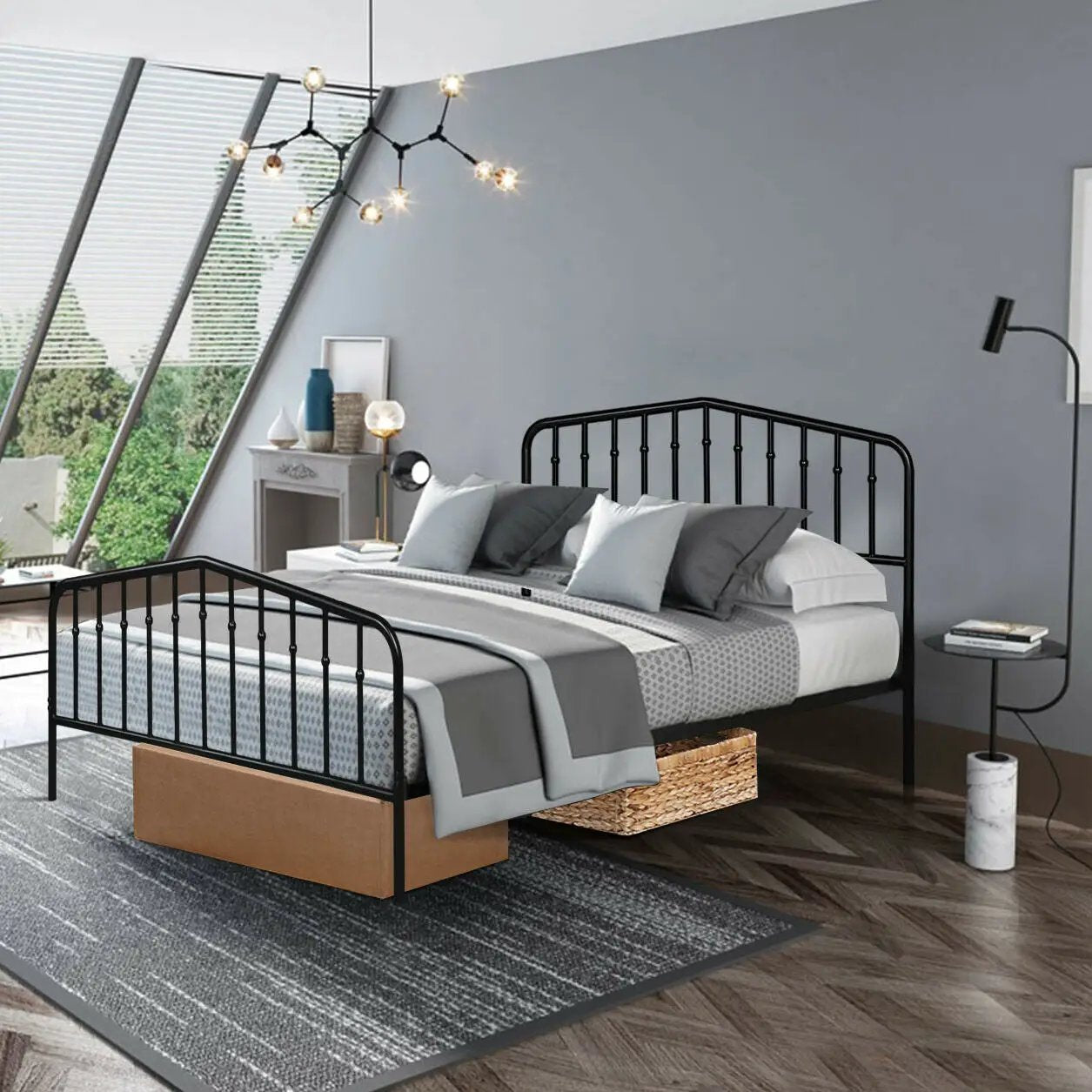 Queen Size Metal Bed Frame Slat Platform by DirectDeals