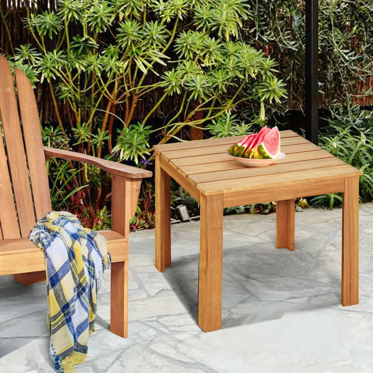 Wooden Square Patio Coffee Bistro Table by DirectDeals