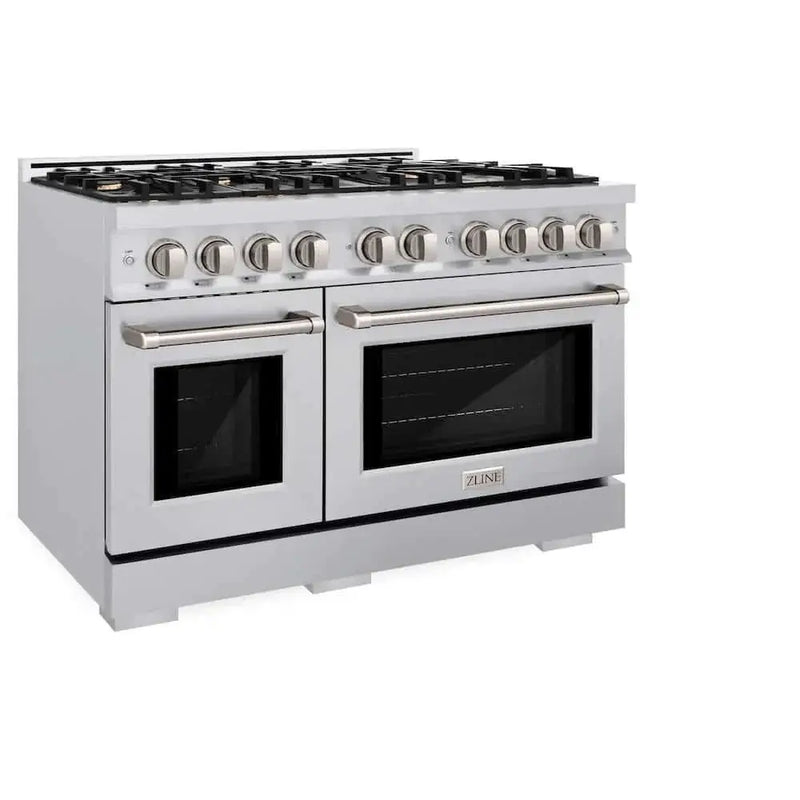 ZLINE 48" Select Dual Fuel Range Gas Cooktop Electric Convection Oven Stainless Steel Brass Burners HDR-BR-48 by Farmhouse Kitchen and Bath