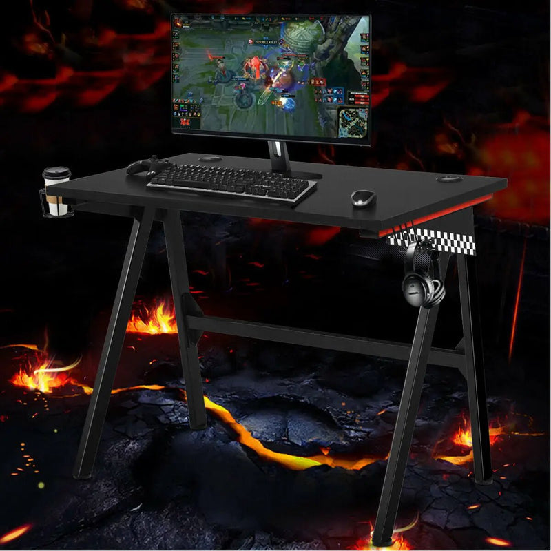Ergonomic Computer Gaming Desk with Cup Holder and Headphone Hook by DirectDeals