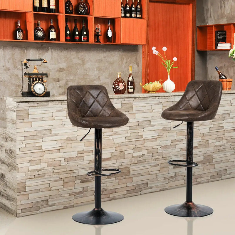 Set of 2 Adjustable Bar Stools with Backrest and Footrest by DirectDeals