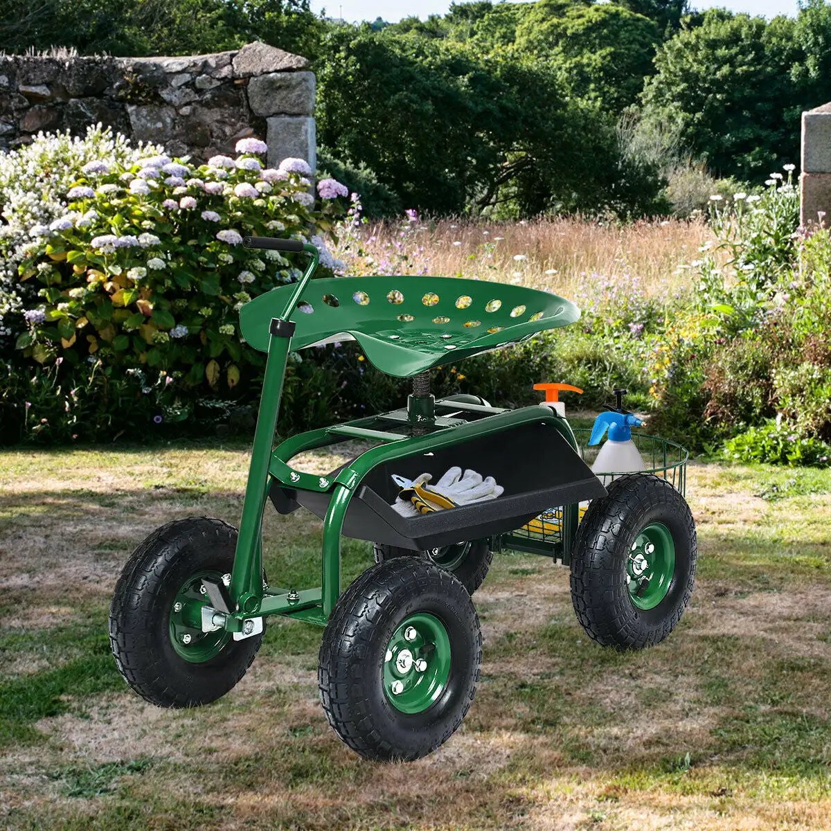 Extendable Handle Garden Cart Rolling Wagon Scooter by DirectDeals