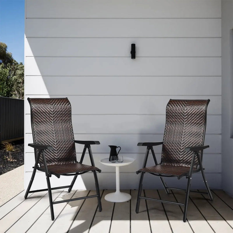 2 Pieces Patio Rattan Folding Reclining Chair by DirectDeals