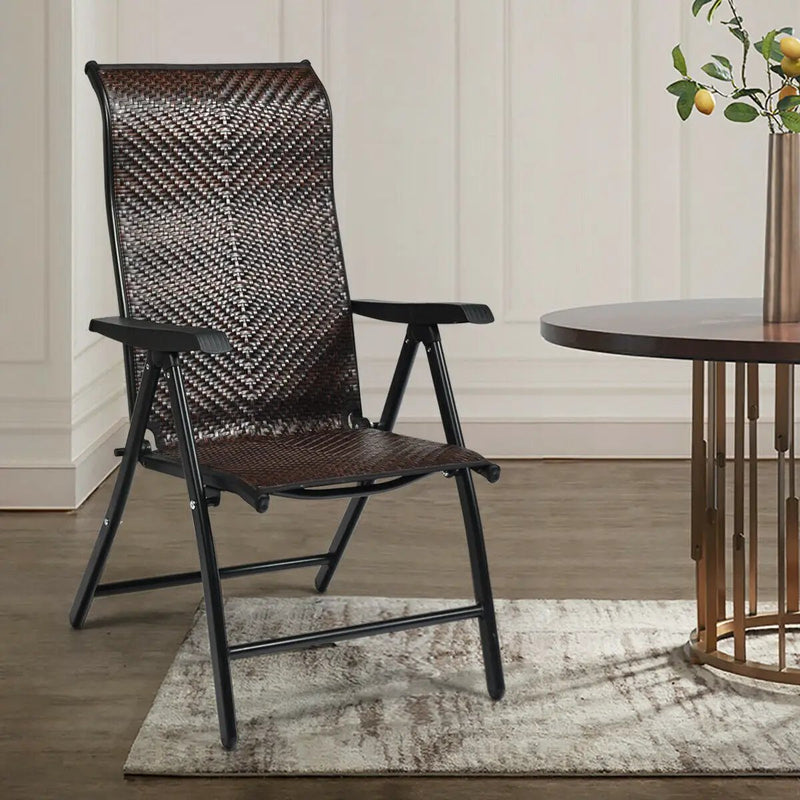 Patio Rattan Folding Chair with Armrest by DirectDeals