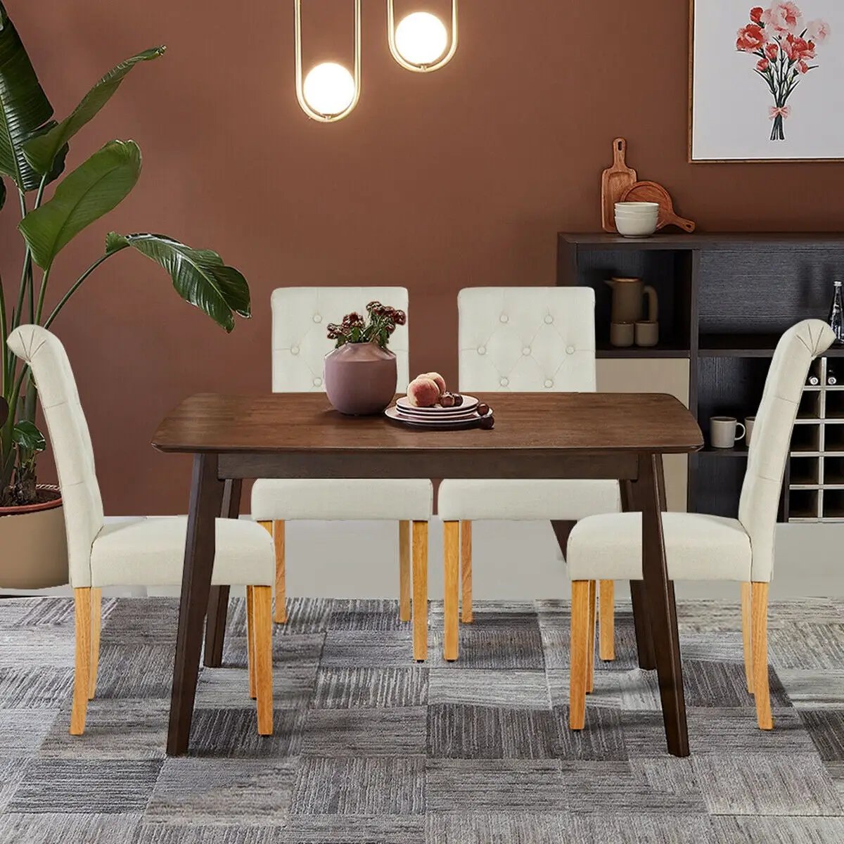 2 Pieces Tufted Dining Chair Set with Adjustable Anti-Slip Foot Pads by DirectDeals