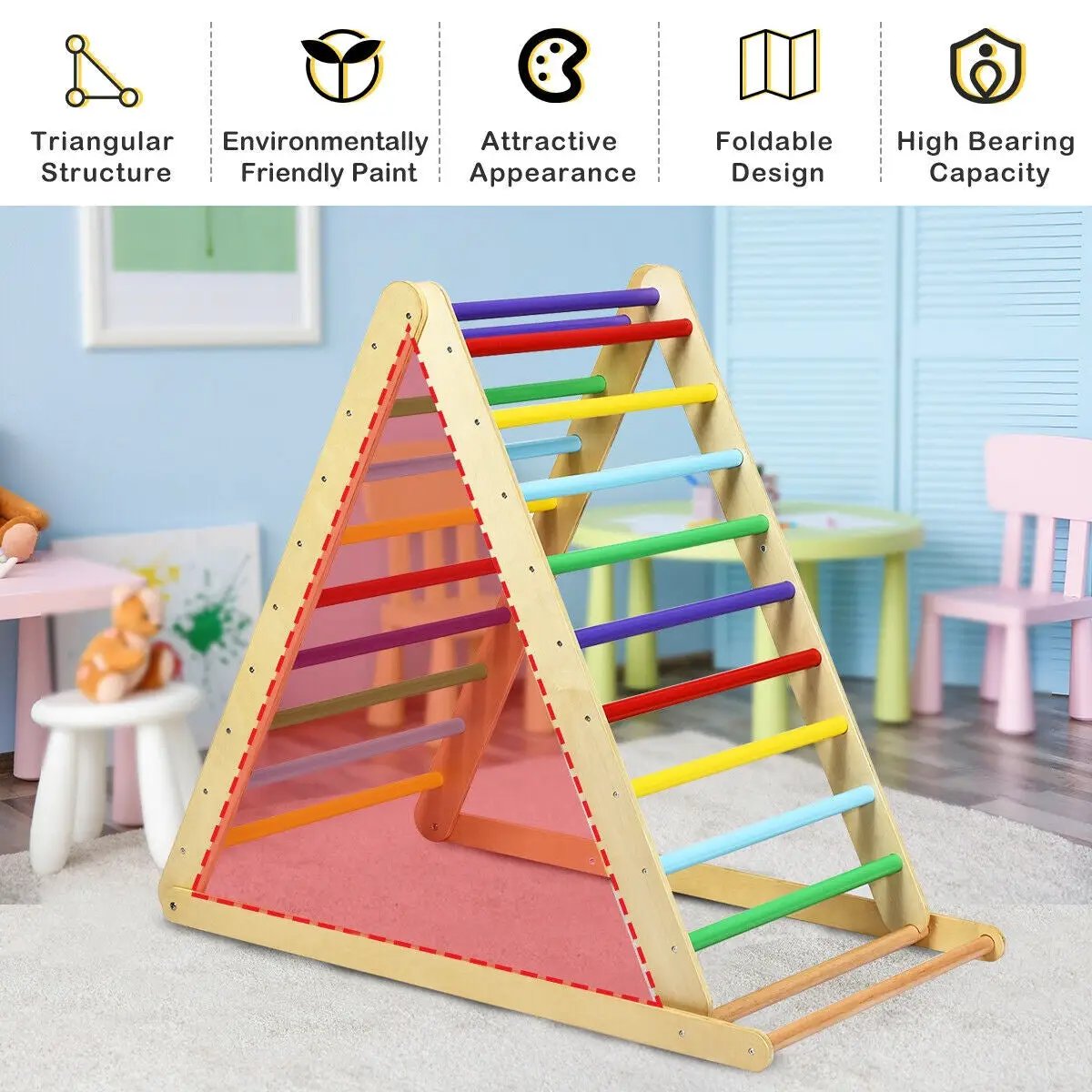 Foldable Wooden Climbing Triangle Indoor by DirectDeals