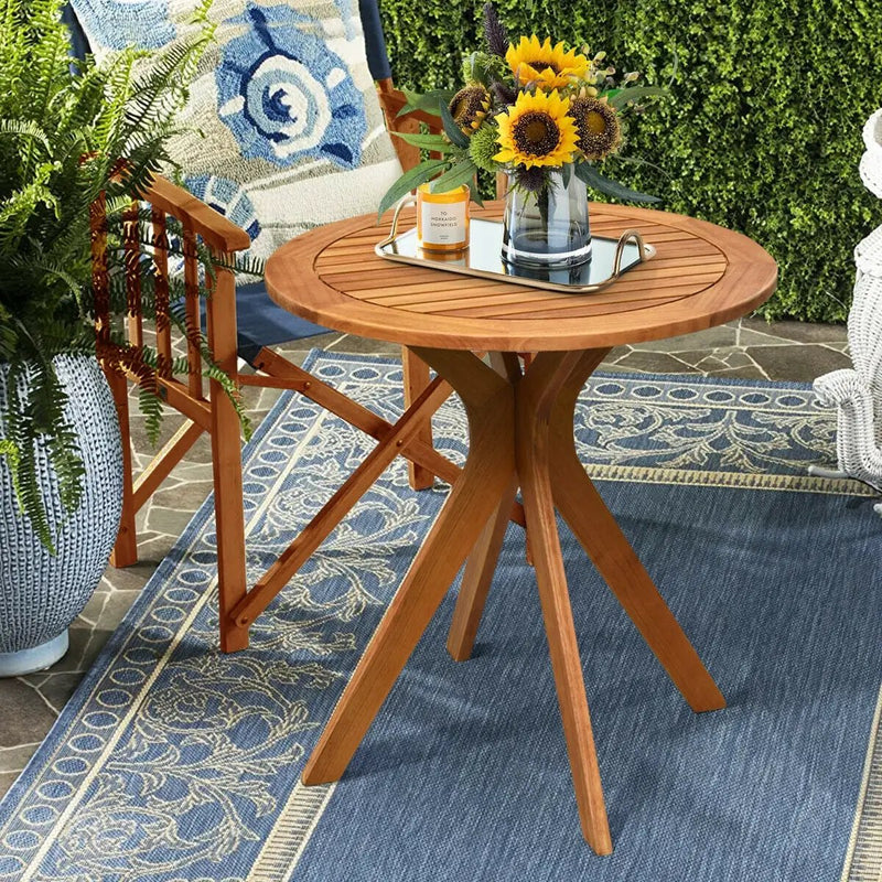 27 InchOutdoor Round Solid Wood Coffee Side Bistro Table by DirectDeals
