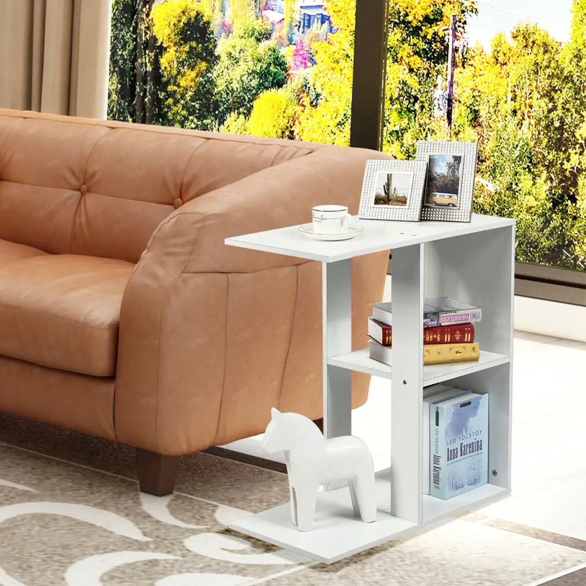 3-Tier Narrow Side Table with Storage Shelf by DirectDeals