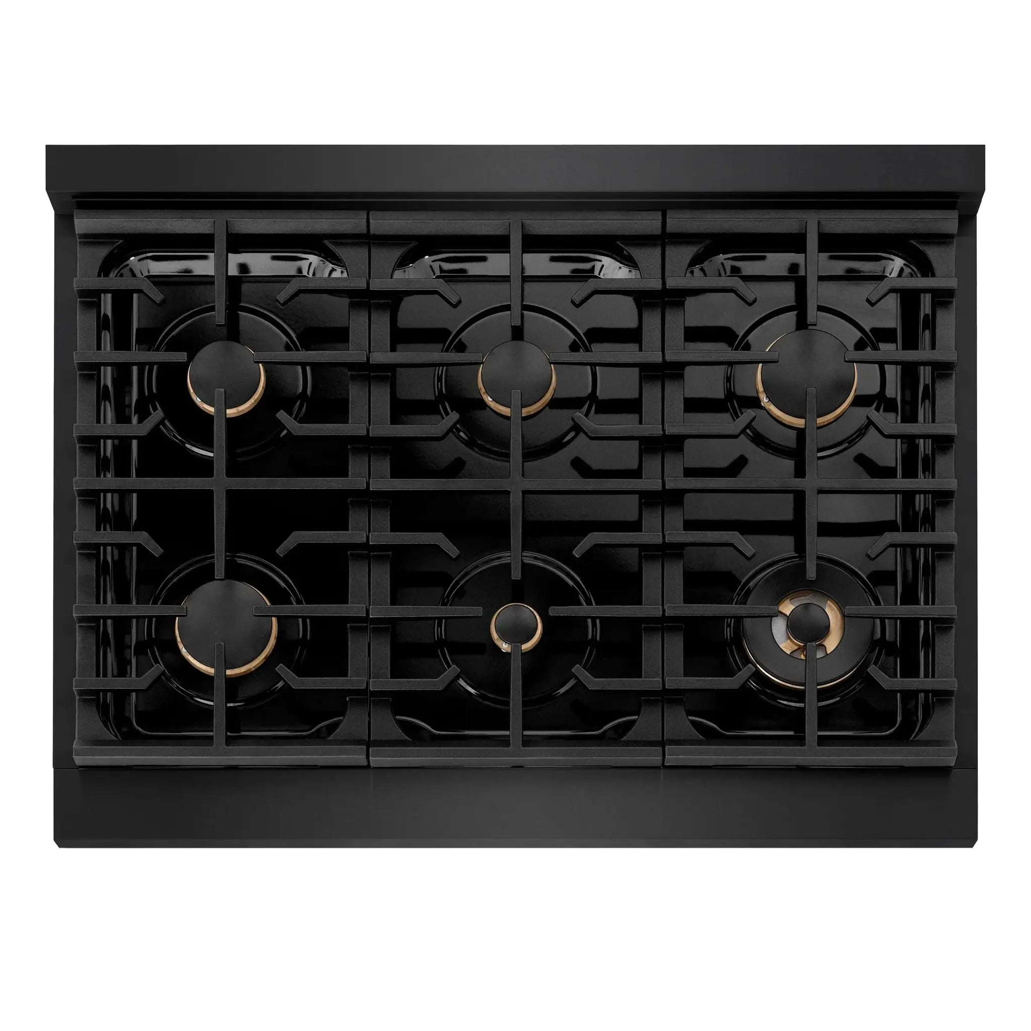ZLINE 36" Paramount Gas Rangetop Black Stainless Steel Polished Gold SRTBZ-36-G by Farmhouse Kitchen and Bath
