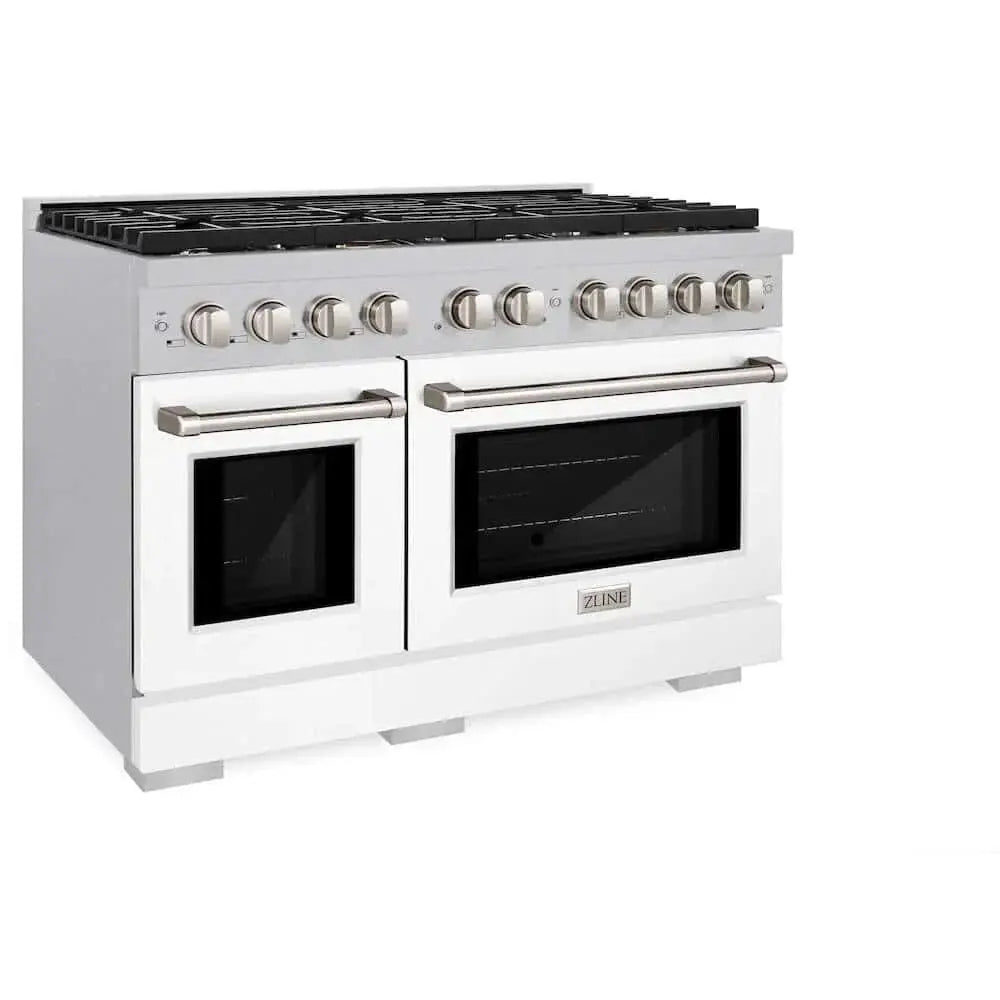ZLINE 48"Gas Range, Convection Gas Oven , DuraSnow® White Matte, SGRS-WM-48 by Farmhouse Kitchen and Bath