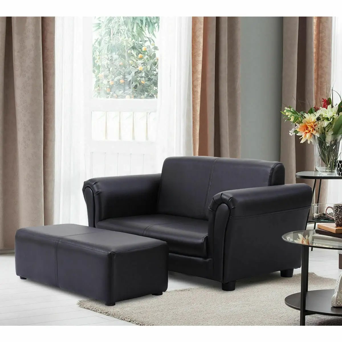 Soft Kids Double Sofa with Ottoman by DirectDeals
