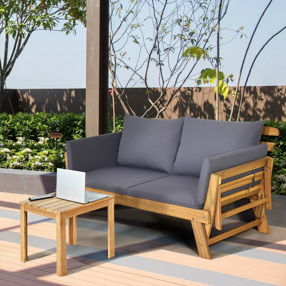 Adjustable Patio Convertible Sofa with Thick Cushion by DirectDeals