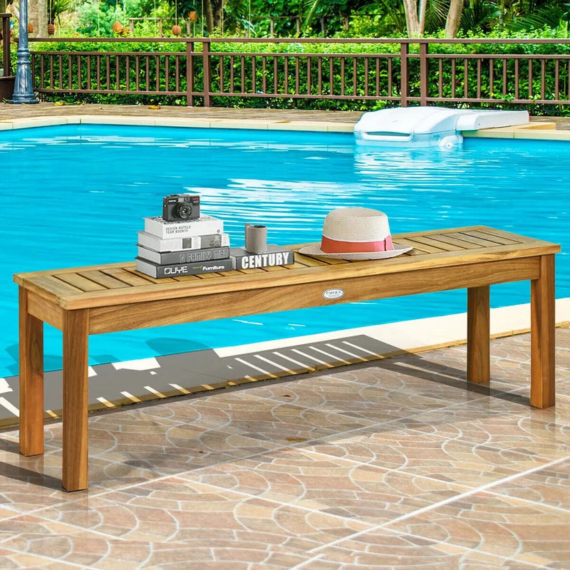 52 Inch Outdoor Acacia Wood Dining Bench Chair by DirectDeals