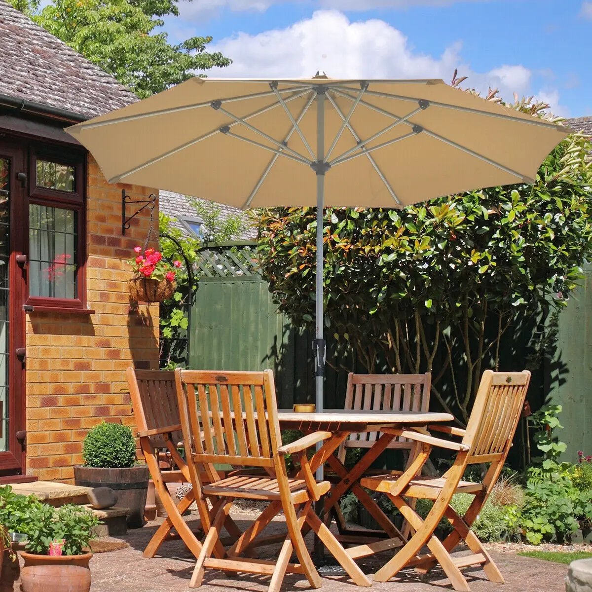 9 Feet Patio Outdoor Market Umbrella with Aluminum Pole without Weight Base by DirectDeals