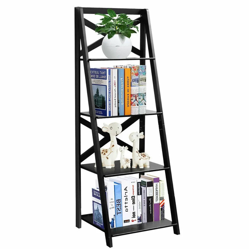 2 Pieces 4-Tier Wood Display Storage Bookshelf Set by DirectDeals