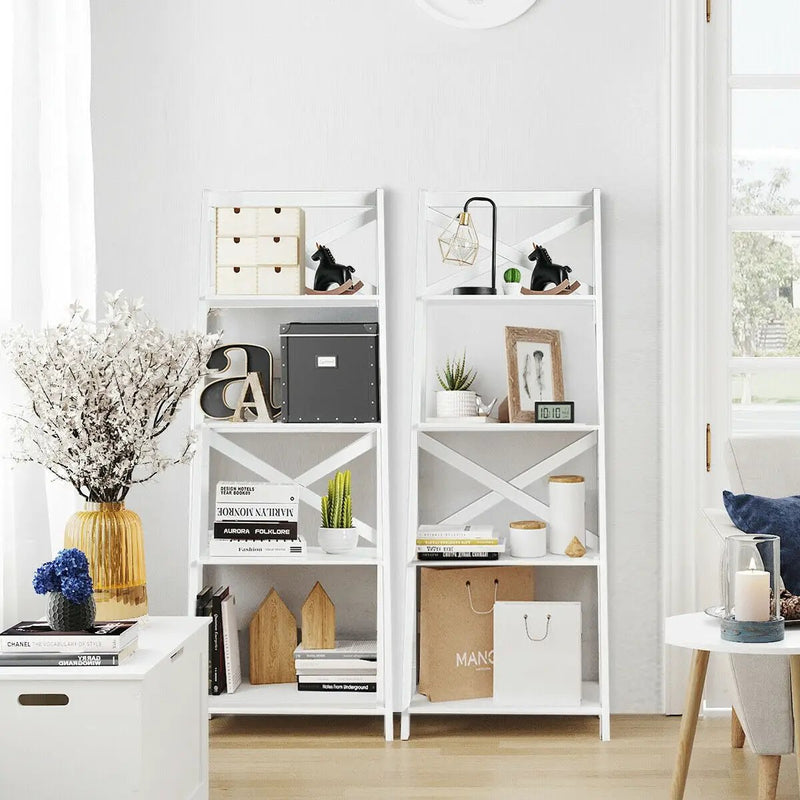 2 Pieces 4-Tier Wood Display Storage Bookshelf Set by DirectDeals