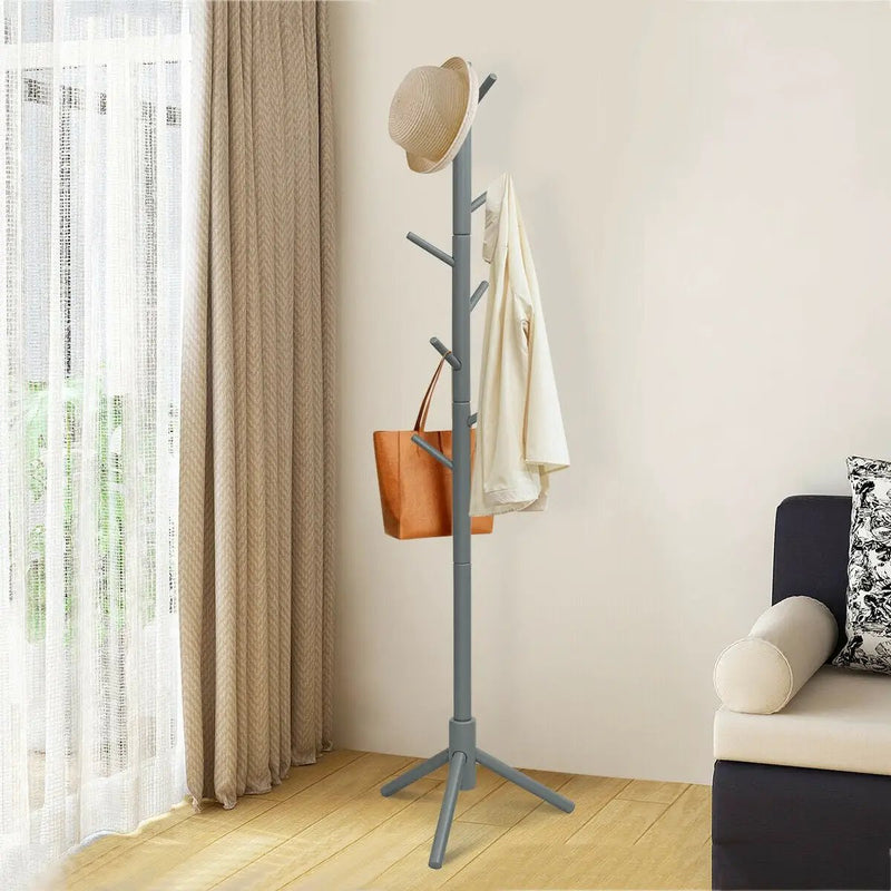 2 Heights Wooden Coat Rack with 8 Hooks by DirectDeals