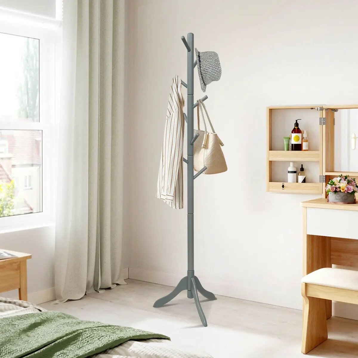 Adjustable Wooden Tree Coat Rack with 8 Hooks by DirectDeals