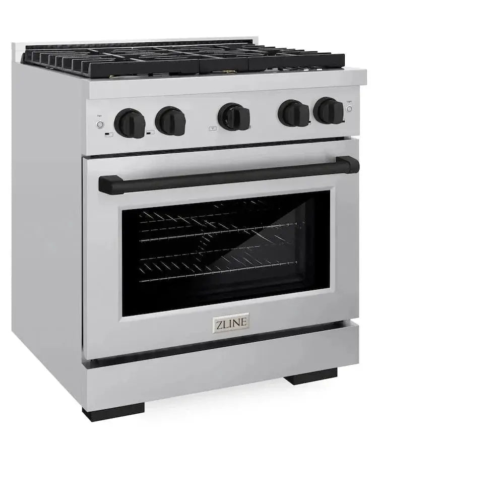 ZLINE 30"Paramount Dual Fuel Range Stainless Steel Matte Black SDRZ-30-MB by Farmhouse Kitchen and Bath