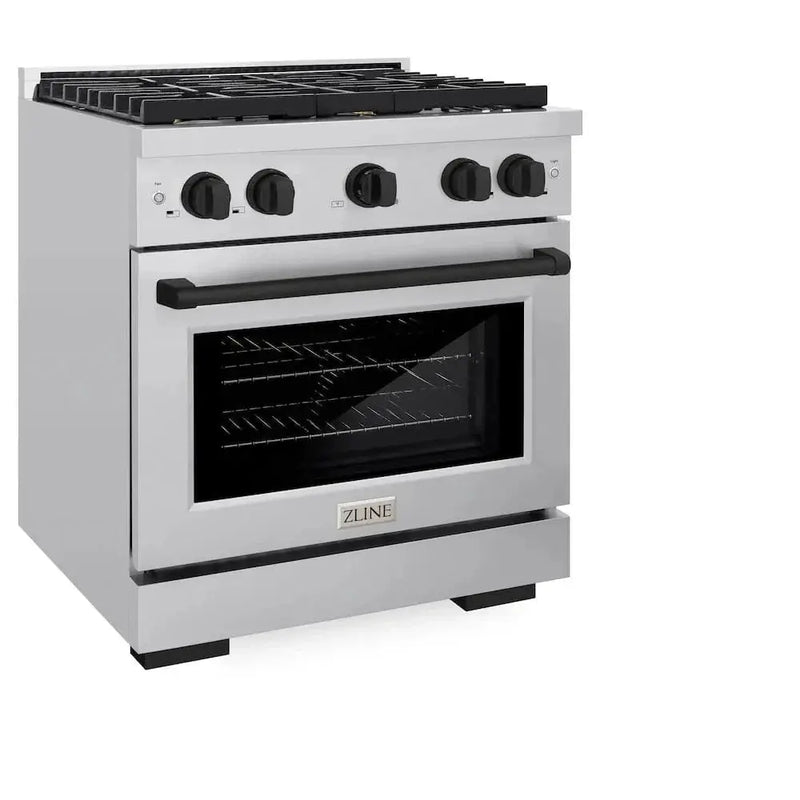 ZLINE 30"Paramount Dual Fuel Range Stainless Steel Matte Black SDRZ-30-MB by Farmhouse Kitchen and Bath