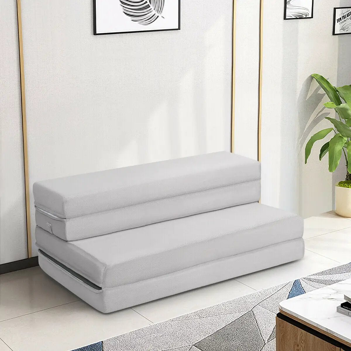 4 Inch Folding Sofa Bed Foam Mattress with Handles by DirectDeals