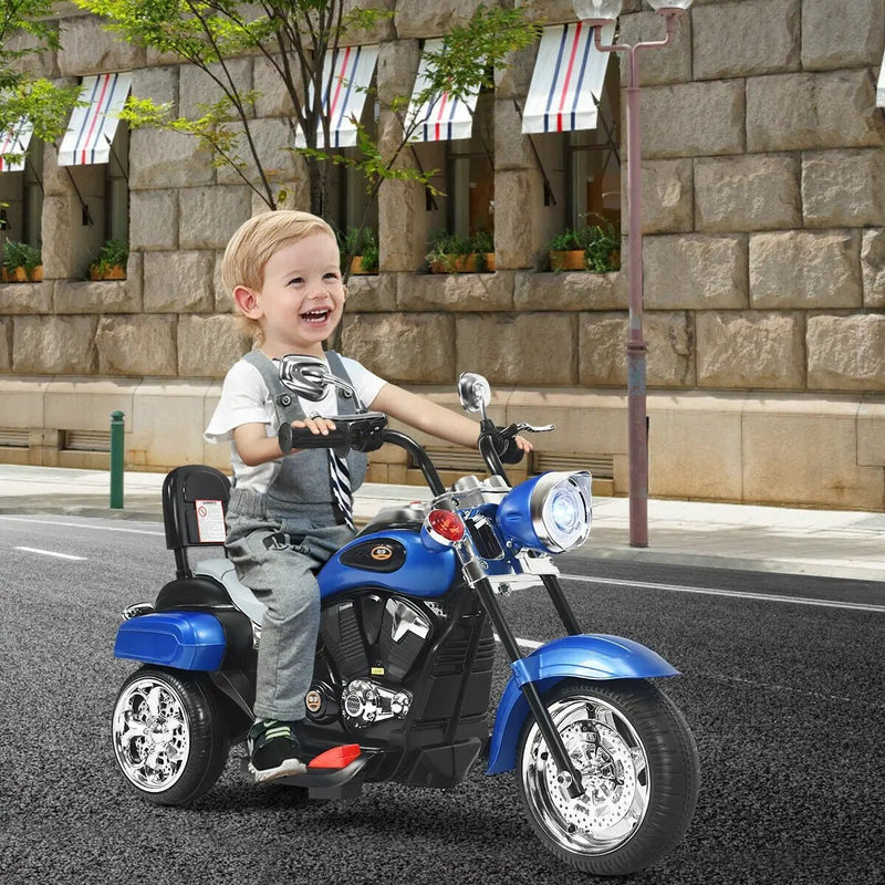 6V Powered Toddler 3-Wheel Motorbike Ride On Toy with Horn and Headlight-Black and White by DirectDeals