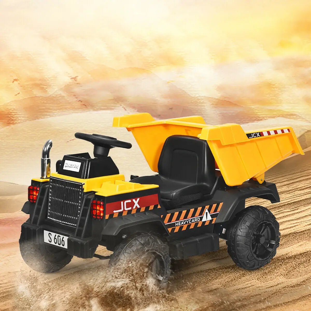 12V Battery Kids Ride On Dump Truck with Electric Bucket and Dump Bed-Yellow by DirectDeals