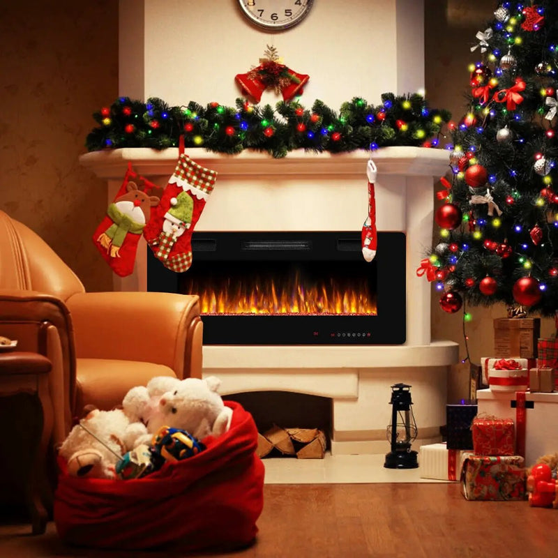 42 Inch Recessed Ultra Thin Electric Fireplace with Timer by DirectDeals
