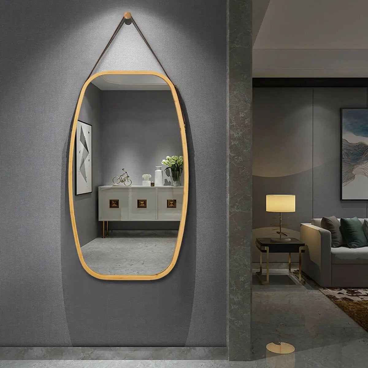 30 Inch Modern Rectangle Wall Hanging Framed Mirror by DirectDeals