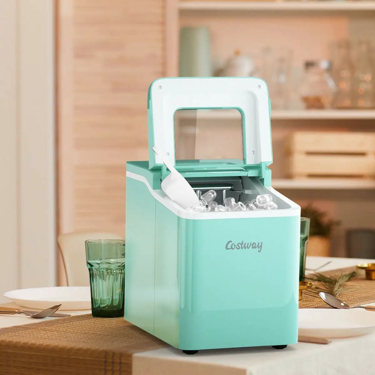 Portable Countertop Ice Maker Machine with Scoop-Green by DirectDeals