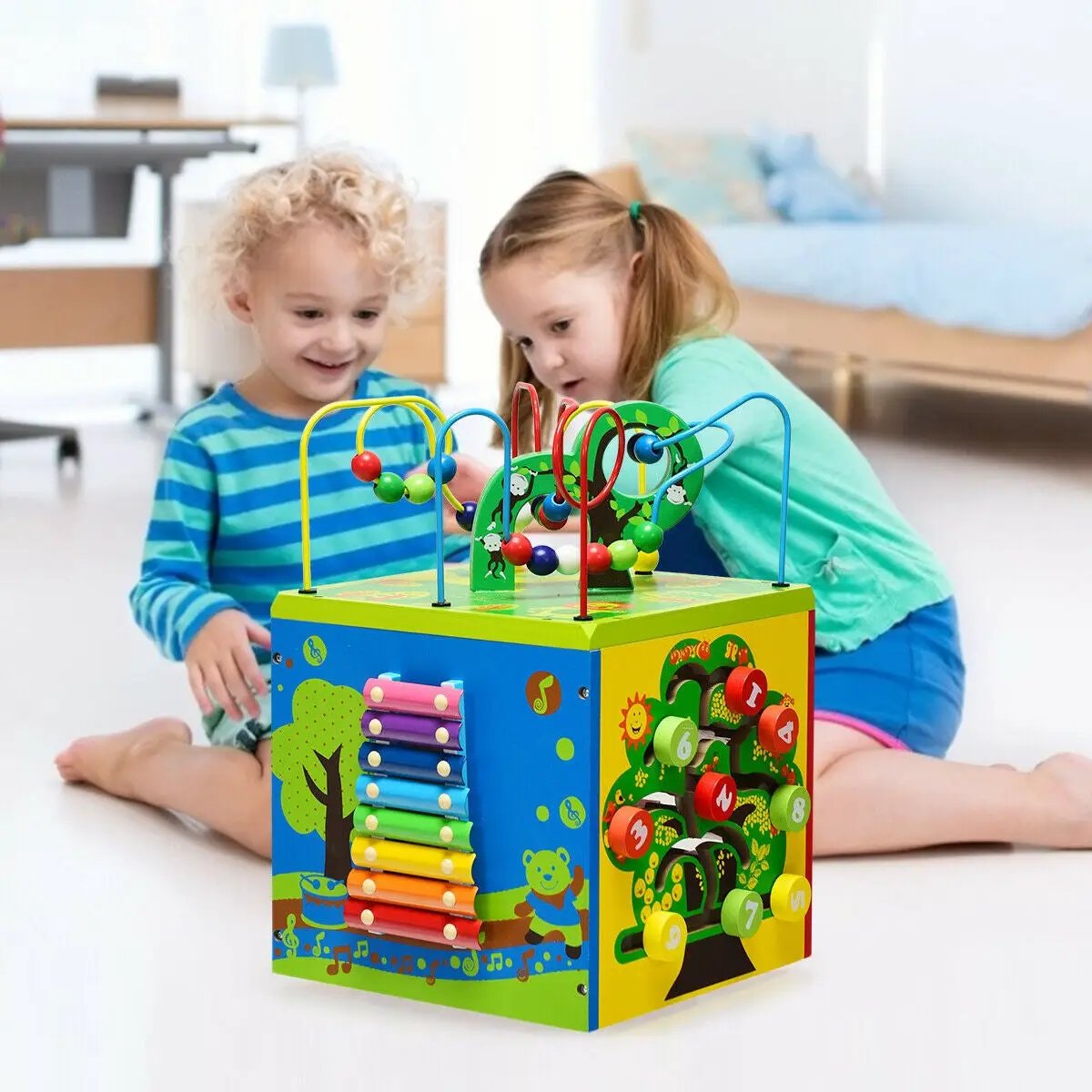 5-in-1 Wooden Activity Cube Toy by DirectDeals