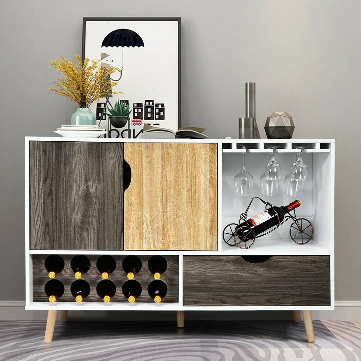Mid-Century Buffet Sideboard Wooden Storage Cabinet by DirectDeals