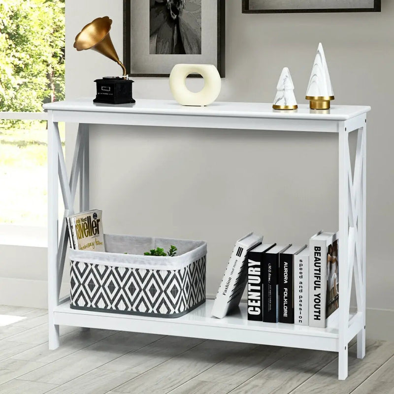 2-Tier Console X-Design Sofa Side Accent Table by DirectDeals