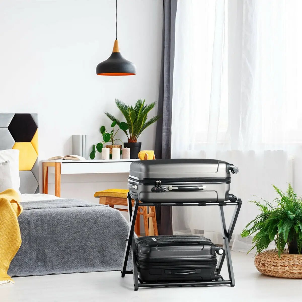 Set of 2 Folding Metal Luggage Rack Suitcase by DirectDeals