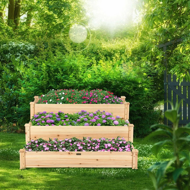 3 Tier Elevated Wooden Vegetable Garden Bed by DirectDeals
