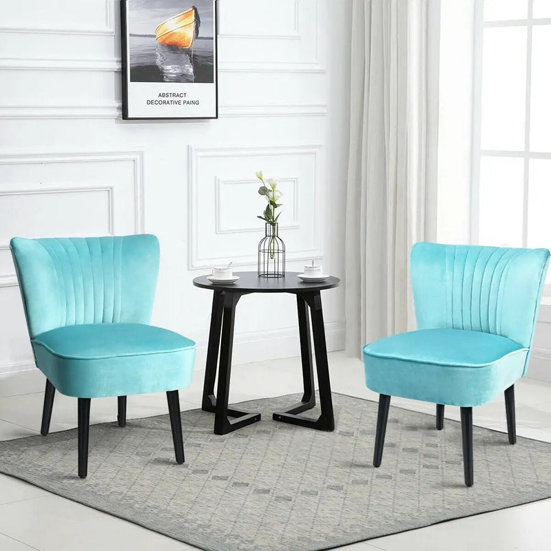 Set of 2 Upholstered Modern Leisure Club Chairs with Solid Wood Legs by DirectDeals