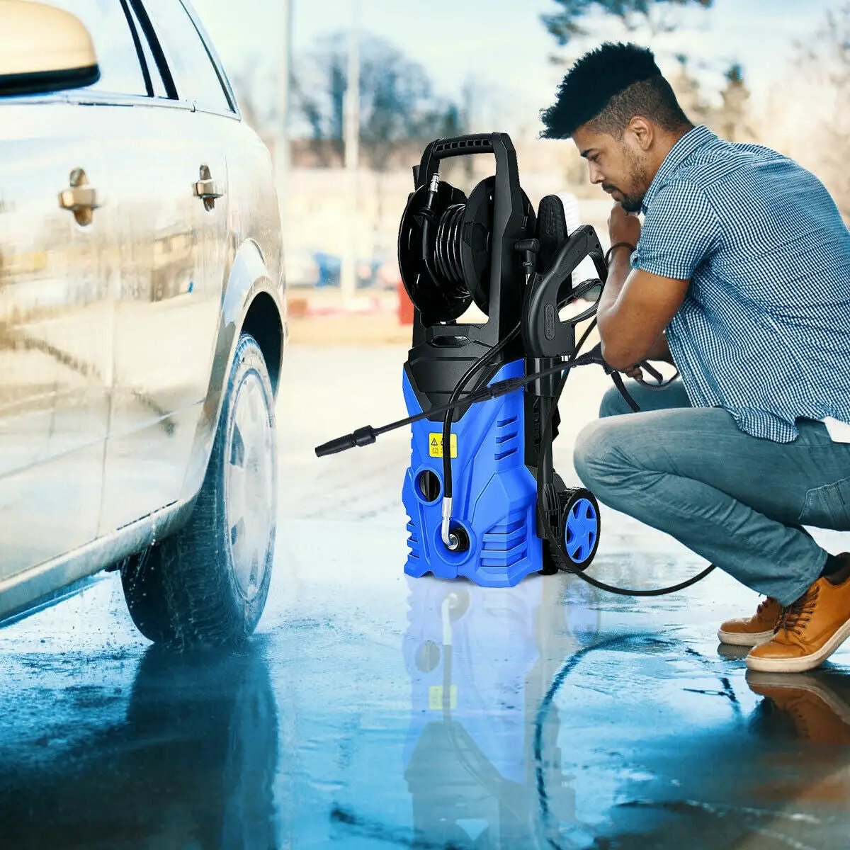 1800W 2030PSI Electric Pressure Washer Cleaner with Hose Reel by DirectDeals
