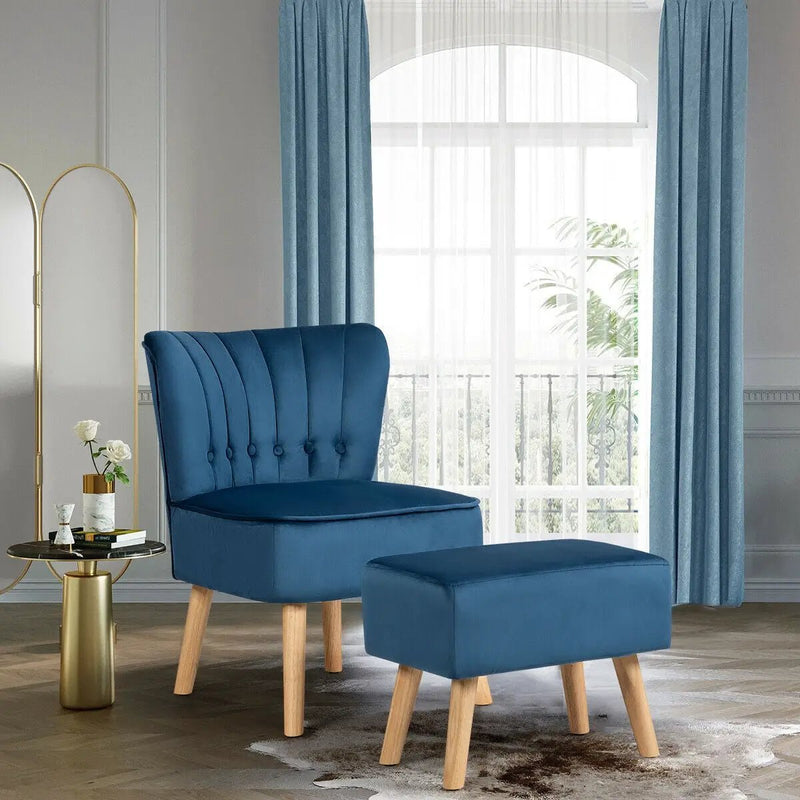 Modern Accent Chair Ottoman Set with Footstool by DirectDeals