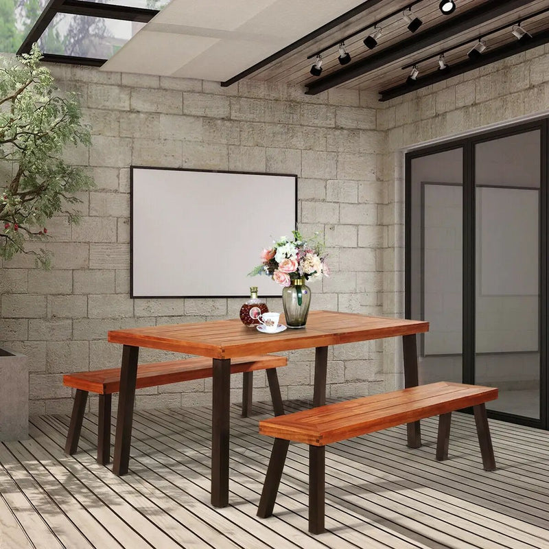 Rectangular Acacia Wood Rustic Dining Furniture Table by DirectDeals