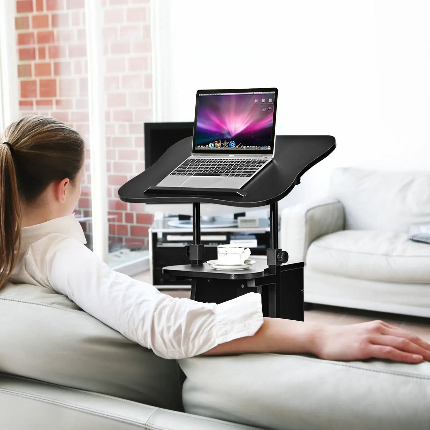 Sit-to-Stand Laptop Desk Cart Height Adjustable with Storage by DirectDeals